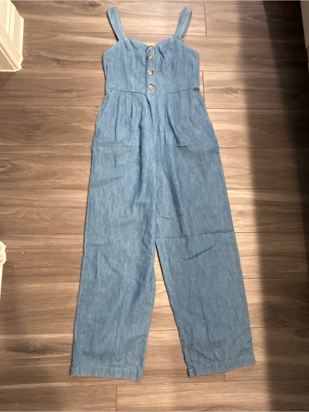 Denim Blue Jumpsuit with Button Front